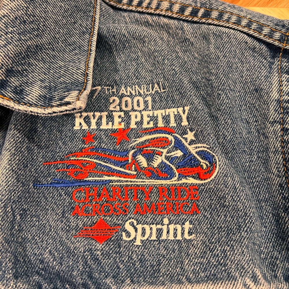 Vintage Denim Kyle Petty Harley Davidson Jean Jacket - Picture 6 of 7